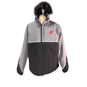 SNAP ON Tools Mens Jacket Mechanic  Full Zip Hood Sz XL Black Gray Garage Moto